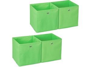 4052025312800 - Relaxdays - 4 x Aufbewahrungsbox Stoff quadratisch Aufbewahrung für Regal Stoffbox in Würfelform HxBxT 30 x 30 x 30 cm grün