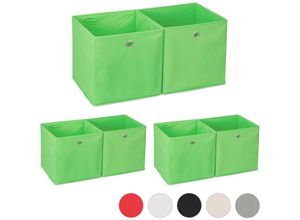 4052025312817 - Relaxdays - 6 x Aufbewahrungsbox Stoff quadratisch Aufbewahrung für Regal Stoffbox in Würfelform HxBxT 30 x 30 x 30 cm grün