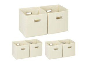 4052025312879 - Relaxdays - 6 x Aufbewahrungsbox Regalkorb ohne Deckel Faltkiste mit Griff Regalbox faltbar Stoffbox quadratisch 30 cm beige