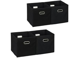 4052025312893 - Relaxdays - 4 x Aufbewahrungsbox Regalkorb ohne Deckel Faltkiste mit Griff Regalbox faltbar Stoffbox quadratisch 30 cm schwarz