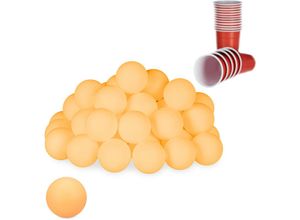 4052025314132 - Beer Pong Bälle 48 Stück Tischtennisbälle aus Kunststoff ohne Aufdruck Ping Pong Bälle 38 mm ø orange - Relaxdays