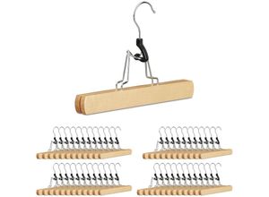 4052025316426 - Relaxdays - 48 x Hosenspanner Holz Kleiderbügel Set 360° drehbarer Haken Klemmbügel für Hosen & Röcke hbt 17x25x23 cm natur