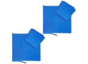 4052025317706 - Relaxdays - 16 x Bodenmatte Schmutzmatten für Fitness & Fitnessgeräte mit Randstücken eva Fläche 6 m² BxT 60x60 cm blau