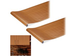 4052025317942 - Relaxdays - 2 x Klebefolie für DIYs Renovierungen Möbel & Küche Dekofolie selbstklebend Holzoptik pvc 45x200 cm braun