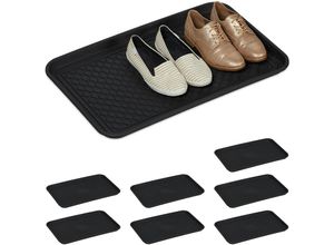 4052025318345 - 8 x Schuhabtropfschale groß mit Profil für Flur Schrank Auto Schuhwanne gegen Schmutz HBT 3x60x40 cm schwarz