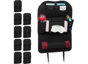 4052025319632 - Relaxdays - 10 x Rücksitz Organizer große Rücksitztasche aus Filz für Kinder je 7 Fächer Rücklehnenschutz fürs Auto schwarz