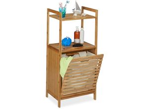 4052025321215 - Wäscheschrank mit Wäschekorb Bambus Badregal mit ausklappbarem Wäschesammler hbt 100 x 455 x 335 cm natur - Relaxdays