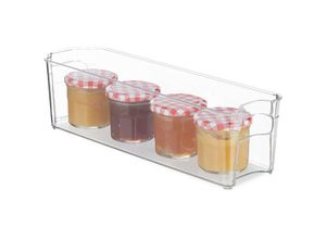 4052025321321 - Kühlschrank Organizer schmaler Küchen Organizer mit Griffen für Lebensmittel 10 x 11 x 375 cm transparent - Relaxdays