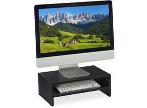 4052025321994 - Relaxdays - Monitorständer Bildschirmerhöhung mit Fach hbt 14 x 40 x 235 cm Schreibtisch Büro & Home Office schwarz