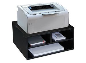 4052025322014 - Druckerständer Schreibtisch 3 Fächer Regal für Drucker Druckerhalter h x b x t 225 x 47 x 40 cm schwarz - Relaxdays