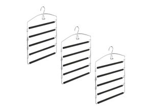 4052025322939 - Relaxdays - 3 x Hosenbügel platzsparend Hosenkleiderbügel mehrfach Metall gepolstert HxBxT 445x37x27 cm silber schwarz