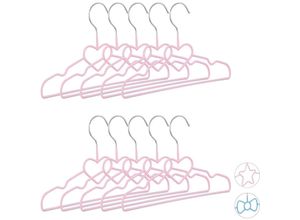 4052025323219 - Relaxdays - 10 x Kinderkleiderbügel Herz im Set Drahtbügel Babybügel dekorativ & platzsparend pvc Metall 30 cm rosa