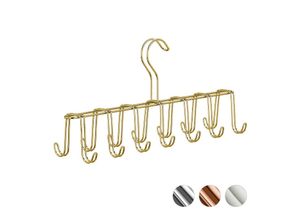 4052025323561 - Relaxdays - 1 x Gürtelhalter Krawattenhalter aus Metall platzsparend 14 Haken Krawatten & Gürtel für Kleiderschrank gold