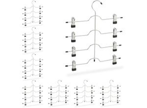 4052025324858 - Relaxdays - 8 x Mehrfachbügel im Set Kleiderbügel für Röcke oder Hosen Bügel mit Klammern platzsparend rutschfest silber