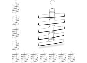 4052025324933 - Relaxdays - 12 x Mehrfachhosenbügel im Set für 60 Hosen platzsparend rutschfest entnehmbare Bügel hbt 52x335x2 cm silber