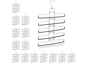 4052025324940 - Relaxdays - 15 x Mehrfachhosenbügel im Set für 75 Hosen platzsparend rutschfest entnehmbare Bügel hbt 52x335x2 cm silber