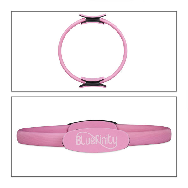 4052025325800 - Bluefinity Pilates Ring mit Übungen Doppelgriff gepolstert Widerstandsring Yoga Fiberglas Fitness Ring Ø 37cm pink