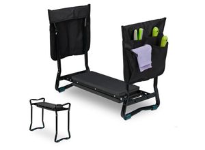 4052025325930 - Relaxdays - Kniebank für Gartenarbeit klappbar bis 150kg inkl 2 Taschen gepolsterte Kniehilfe 50x60x275 cm schwarz