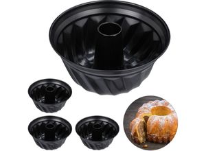 4052025328207 - 4 x Gugelhupfform Marmor- & Rührkuchen antihaftbeschichtet Ø 25 cm Carbonstahl runde Napfkuchenform schwarz