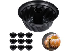 4052025328214 - Relaxdays - 10 x Gugelhupfform Marmor- & Rührkuchen antihaftbeschichtet ø 25 cm Carbonstahl runde Napfkuchenform schwarz