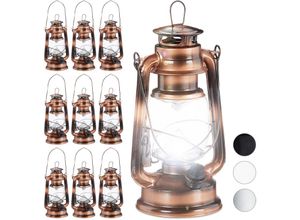 4052025328535 - Relaxdays - 10 x Sturmlaterne led retro Sturmlampe als Fensterdeko oder elektrische Gartenlaterne batteriebetrieben kupfer
