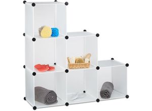 4052025331207 - Relaxdays - 1 x Stufenregal 6 Fächer Steckregal als Kleiderschrank oder Raumteiler offenes Regalsystem hbt 110 x 110 x 35cm weiß