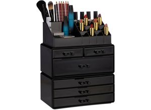 4052025333850 - Relaxdays - 1 x Kosmetikorganizer mit 6 Schubladen 22 Fächer Make Up Organizer große Schmink-Aufbewahrung aus Acryl schwarz