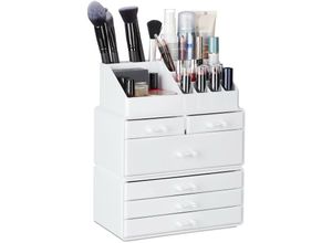 4052025333874 - 1 x Kosmetikorganizer mit 6 Schubladen 22 Fächer Make Up Organizer große Schmink-Aufbewahrung aus Acryl weiß