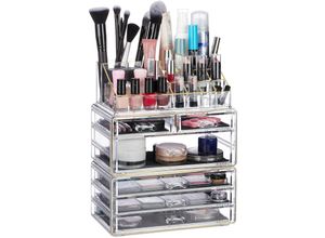 4052025333904 - Relaxdays - 1 x Kosmetikorganizer mit 6 Schubladen 22 Fächer Make Up Organizer Schmink-Aufbewahrung Acryl transparent gold