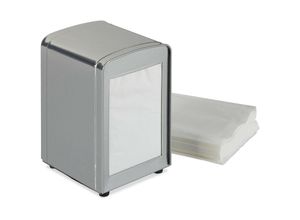 4052025334710 - Relaxdays - 1 x Serviettenspender Retro Metall kleine Gastro Serviettenhalter für Eisdiele Café Bistro hbt 15x95x11 silber
