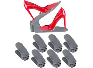 4052025334888 - 8 x Schuhstapler verstellbar Schuhorganizer für hohe & flache Schuhe rutschfest Schuhhalter H 115 - 20cm dunkelgrau