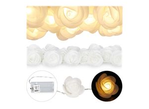 4052025336455 - 1 x Rosen Lichterkette 20er led Lichterkette Batterie Hochzeit Verlobung & Valentinstag warmweiß Deko weiß