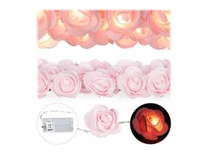 4052025336462 - 1 x Rosen Lichterkette 20er led Lichterkette Batterie Hochzeit Verlobung & Valentinstag warmweiß Deko rosa