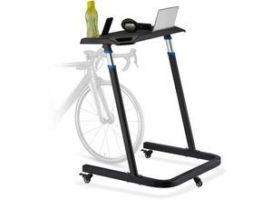 4052025337674 - Relaxdays - Multifunktionspult höhenverstellbar Laptoptisch mit Rollen Stehpult Fahrradtisch Höhe 87-135 cm schwarz