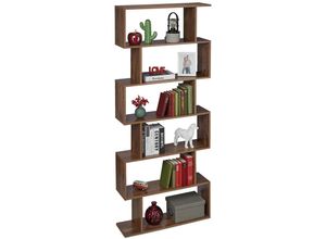 4052025338688 - Bücherregal 6 Fächer hbt 1905 x 80 x 23 cm modernes Design Holzoptik Standregal Wohnzimmer Büro braun - Relaxdays