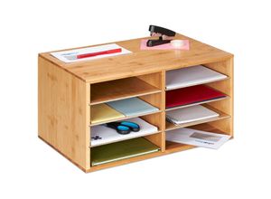 4052025338718 - Relaxdays - Dokumentenablage Bambus din A4 8 Fächer Büro Organizer HxBxT 25 x 49 x 31 cm Schreibtischablage natur