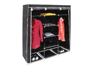 4052025339050 - Relaxdays - 1 x Faltschrank valentin xxl Stoffschrank 2 Kleiderstangen 9 Ablagen Kleiderschrank hbt 173 x 148 x 425cm schwarz