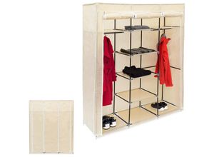 4052025339098 - Relaxdays - 2 x Faltschrank valentin xxl Stoffschrank 2 Kleiderstangen 9 Ablagen Kleiderschrank hbt 173 x 148 x 425 cm beige