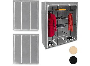 4052025339135 - Relaxdays - 3 x Faltschrank valentin xxl Stoffschrank 2 Kleiderstangen 9 Ablagen Kleiderschrank hbt 173x148x425cm anthrazit