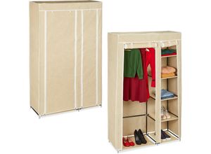 4052025339180 - 2 x Stoffschrank mit Kleiderstange & 5 Fächern HBT 174 x 107 x 425 cm stabiler Faltschrank mit Bezug beige