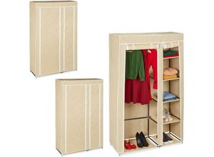 4052025339197 - Relaxdays - 3 x Stoffschrank mit Kleiderstange & 5 Fächern hbt 174 x 107 x 425 cm stabiler Faltschrank mit Bezug beige