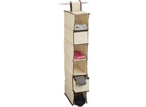 4052025339654 - Relaxdays - 1 x Hängeregal Stoff Hängeaufbewahrung 6 Fächer 2 Schübe für Kleiderschrank HxBxT ca 82 x 145 x 30 cm beige