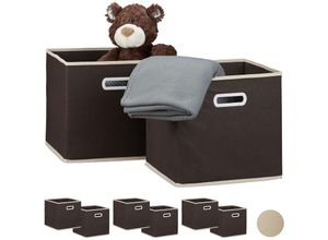 4052025339814 - Relaxdays - 8 x Faltbox im Set Aufbewahrungsbox aus Stoff quadratisch hbt ca 30 x 30 x 30 cm mit Fingerloch Regalbox braun