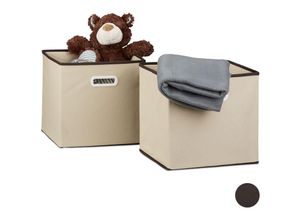 4052025339838 - Relaxdays - 2 x Faltbox im Set Aufbewahrungsbox aus Stoff quadratisch hbt ca 30 x 30 x 30 cm mit Fingerloch Regalbox beige