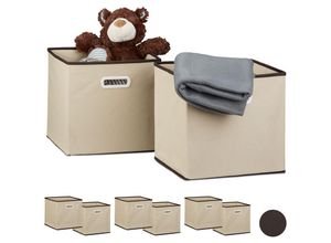 4052025339869 - Relaxdays - 8 x Faltbox im Set Aufbewahrungsbox aus Stoff quadratisch hbt ca 30 x 30 x 30 cm mit Fingerloch Regalbox beige