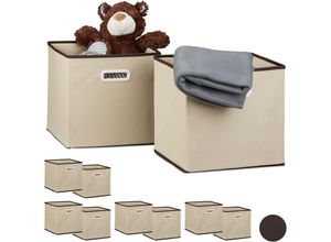 4052025339876 - Relaxdays - 10 x Faltbox im Set Aufbewahrungsbox aus Stoff quadratisch hbt ca 30 x 30 x 30 cm mit Fingerloch Regalbox beige