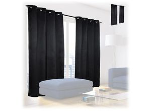 4052025340186 - Relaxdays - 4 x Verdunklungsvorhänge mit Ösen Übergardinen einfarbig waschbar Faltengardinen hbt ca 245 x 135 x 05 cm schwarz