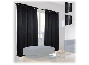 4052025340193 - Relaxdays - 6 x Verdunklungsvorhänge mit Ösen Übergardinen einfarbig waschbar Faltengardinen hbt ca 245 x 135 x 05 cm schwarz