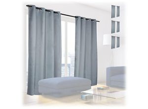4052025340247 - Relaxdays - 8 x Verdunklungsvorhänge mit Ösen Übergardinen einfarbig waschbar Faltengardinen hbt ca 245 x 135 x 05 cm grau