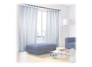 4052025340414 - Relaxdays - 2 x Vorhänge mit Schlaufen Voile halbtransparente Gardinen einfarbig Faltengardinen Polyester hb 245x140 cm silber